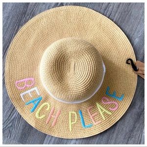 NWT C.C Straw Floppy Brim Sun Hat with lettering